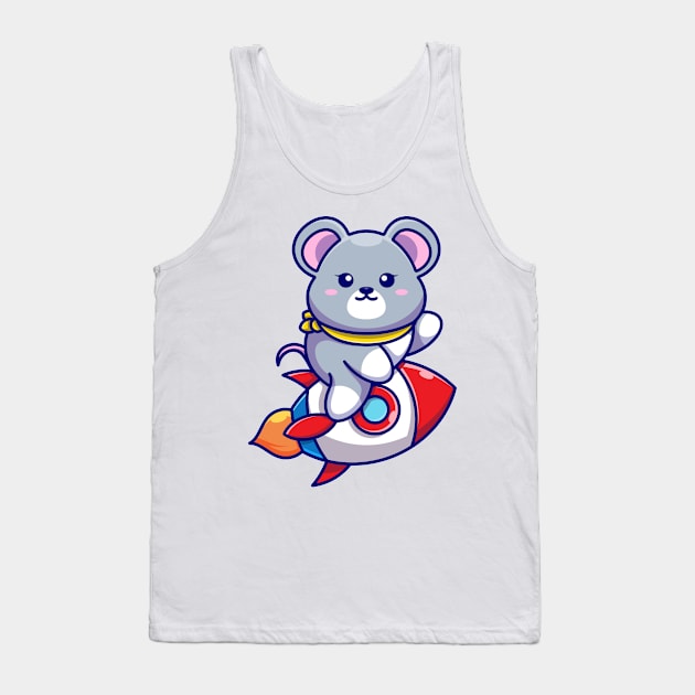 Cute mouse riding rocket cartoon Tank Top by Wawadzgnstuff